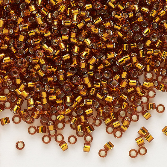 DB0144 - 11/0 - Miyuki Delica - Silver Lined Amber - 7.5gms - Cylinder Seed BeadsSilver Lined Amber