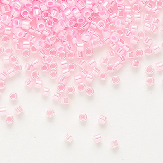 DB0245 - 11/0 - Miyuki Delica - Opaque Color-Lined Luster Cotton Candy Pink – 7.5gms - Cylinder Seed Beads
