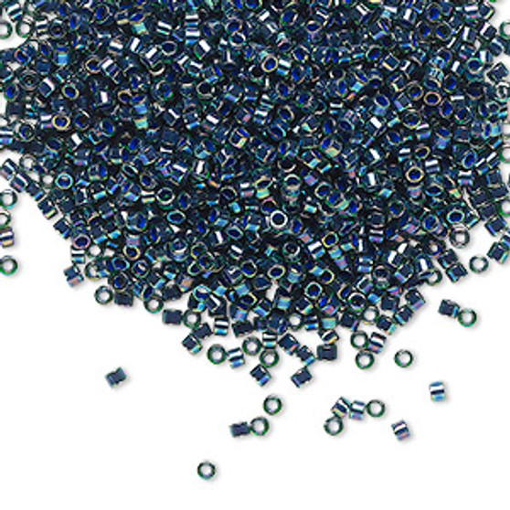 DB0276 - 11/0 - Miyuki Delica - Translucent Emerald-Lined Rainbow Green - 7.5gms - Cylinder Seed Beads