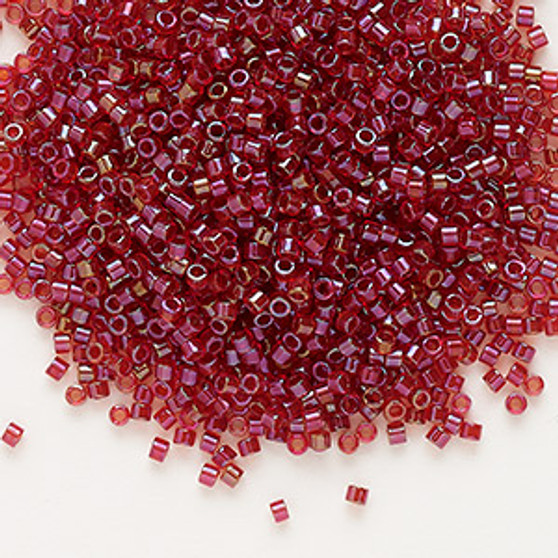 DB0295 - 11/0 - Miyuki Delica - Translucent Red Lined Luster Red - 7.5gms - Cylinder Seed Beads