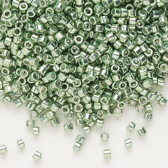 DB0413 - 11/0 - Miyuki Delica - Opaque Galvanized Light Green - 7.5gms - Cylinder Seed Beads