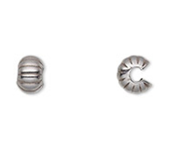 Crimp cover, stainless steel, 5mm corrugated round. Sold per pkg of 10.