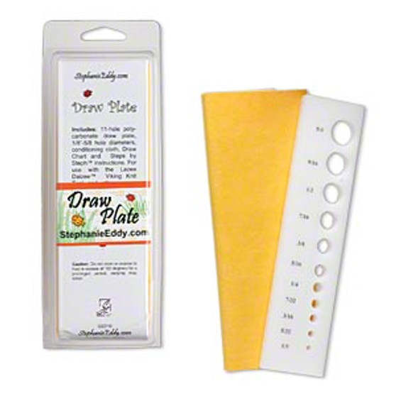 Viking Knit tool, Lazee Daizee™ Draw Plate, plastic, white, 6-1/2 x 1-1/2 inch flat rectangle