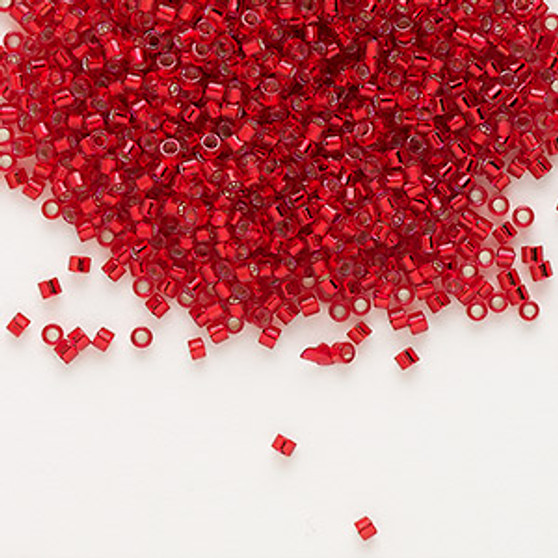 DB0602 - 11/0 - Miyuki Delica - Transparent Silver Lined Red - 7.5gms - Cylinder Seed Beads