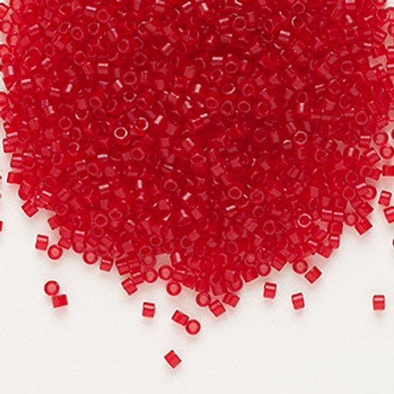 DB0774 - 11/0 - Miyuki Delica - Translucent Matte Dyed Red - 7.5gms - Cylinder Seed Beads