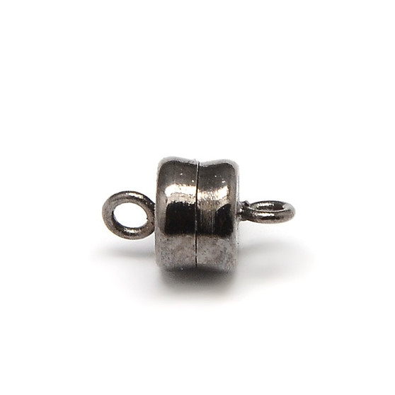 Magnetic Clasp - Small Column 10mm x 6mm with loops Gunmetal Black - 6 pack