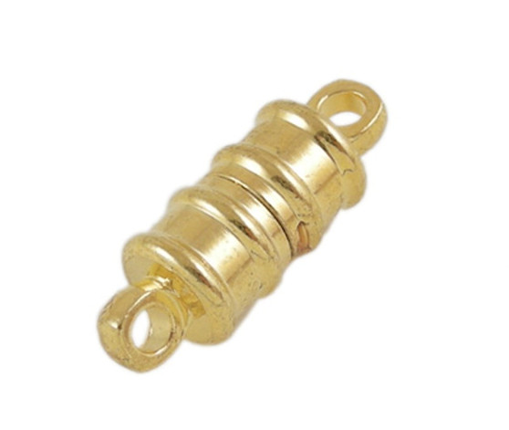 Magnetic Clasp - Small Ridged Column 17mm x 6mm with loops Gold - 4 pack