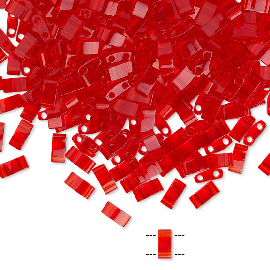 HTL140 - Miyuki - Transparent Light Fire Red - 5mm x 2.3mm - 10gms (approx 250 beads) - Half Tila Beads (two-hole)