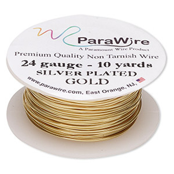 Wire, ParaWire™, gold-finished and silver-plated copper, round, 24 gauge. Sold per 10-yard spool.