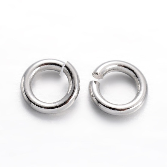 Brass Open Jump Rings, Platinum, 6x1mm;  4mm I.D. (10gms - approx 100)