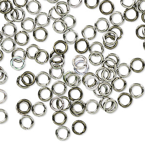 Jump ring, anodized aluminum, Gunmetal, 4.5mm round, 2.9mm inside diameter, 20 gauge. Sold per pkg of 100.