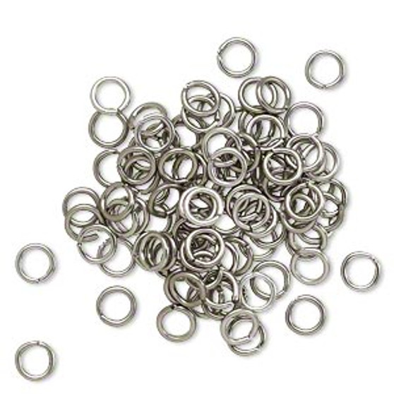 Jump ring, anodized aluminum, Metallic Grey, 4.5mm round, 2.9mm inside diameter, 20 gauge. Sold per pkg of 100.