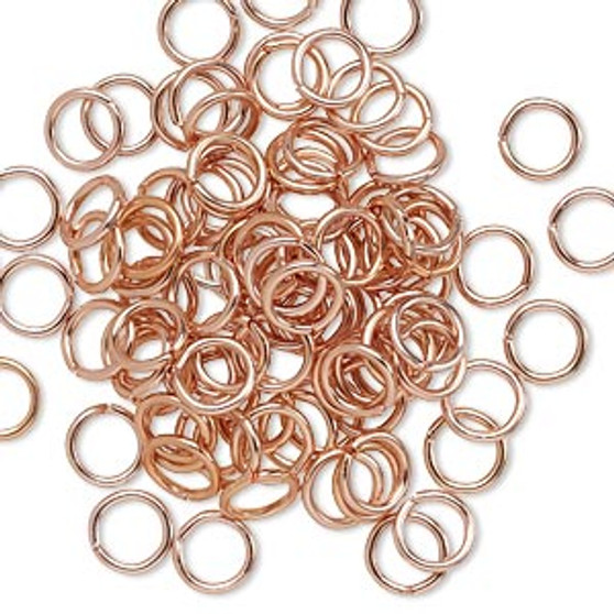 Jump ring, anodized aluminum, copper, 6mm round, 4.2mm inside diameter, 18 gauge. Sold per pkg of 100.