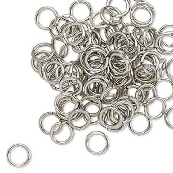 Jump ring, anodized aluminum, metallic grey, 6mm round, 4.2mm inside diameter, 18 gauge. Sold per pkg of 100.