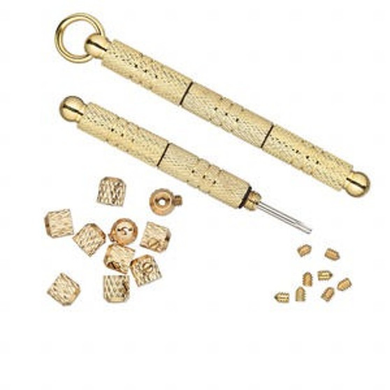 Screwdriver, Screw-Tite Crimps™, gold-plated brass, 59mm with 10 crimps and 6 screws. Sold per set.