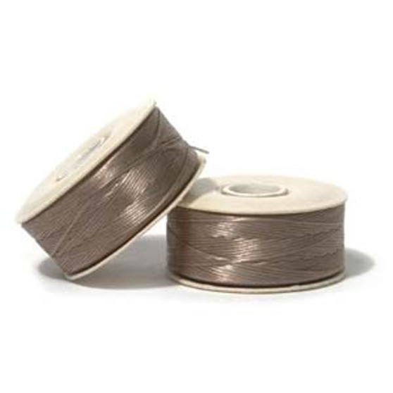 Thread, Nymo®, nylon. 1 x Bobbin Size D - 64yds Sand Ash