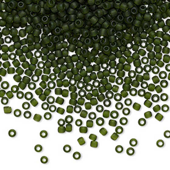 TR-11-940F - 11/0 - TOHO BEADS® - Transparent Frosted Olivine - 50gms - Glass Round Seed Beads