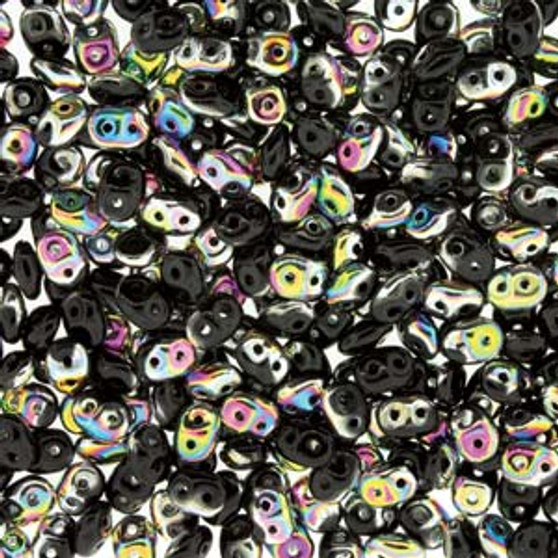 Last Stock: Super Duo Beads 2.5*5mm 20gm bag - Jet Vitrail - 523980-28101