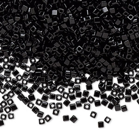 Seed bead, Miyuki, glass, opaque black, (SB401), 1.8mm square. Sold per 25-gram pkg.