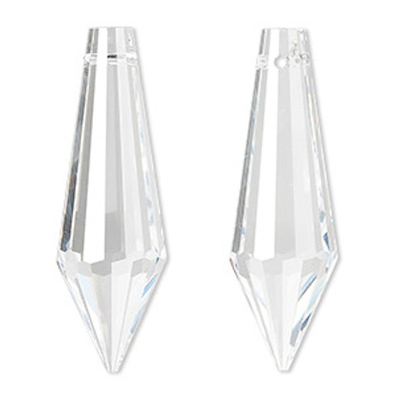 Suncatcher, Asfour Crystal, crystal clear, 38x12mm faceted point. Sold per pkg of 3.