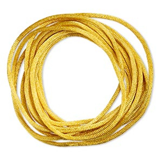 Cord, Satinique™, satin, gold, 2mm regular. Sold per pkg of 10 feet.