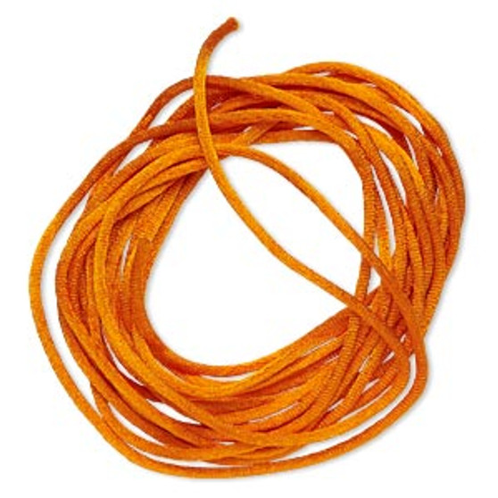 Cord, Satinique™, satin, orange, 2mm regular. Sold per pkg of 10 feet.