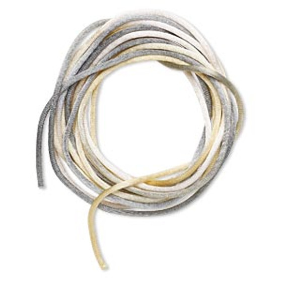 Cord, Satinique™, satin, coastal fog, 2mm regular. Sold per pkg of 10 feet.