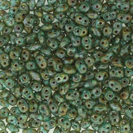 Last Stock: Super Duo Beads 2.5*5mm 20gm bag - Aqua Dk Travertine - 560020-86805