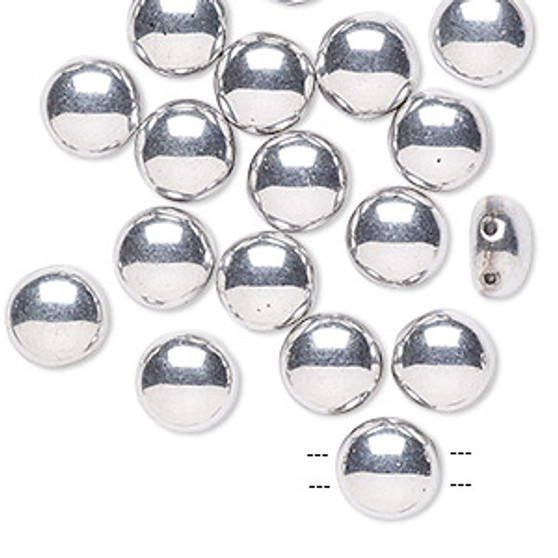 Bead, Preciosa Candy™, Czech pressed glass, Opaque Silver, 8mm candy with (2) 0.8-0.9mm holes. Sold per pkg of 20.