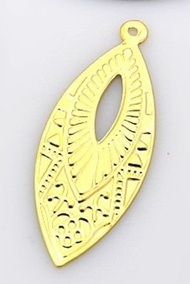 5 x Horse Eye Plating Iron Pendants, Gold, 39x15x0.5mm, Hole: 1mm