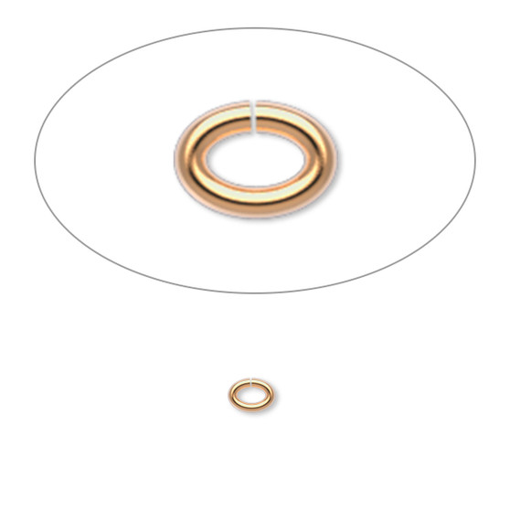 Jump ring, gold-plated brass, 4x3mm oval, 2.5x1.5mm inside diameter, 20 gauge. Sold per pkg of 500.
