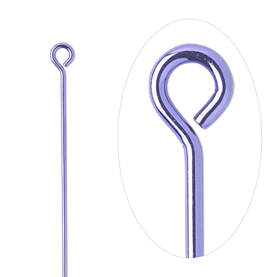 ye pin, electro-coated brass, purple, 3 inches, 21 gauge. Sold per pkg of 10.