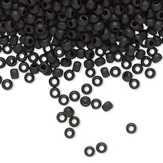 TR-08-49F - 8/0 - TOHO BEADS® - Opaque Frosted Jet - 7.5gm Vial - Glass Round Seed Beads