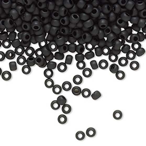 TR-08-49F - 8/0 - TOHO BEADS® - Opaque Frosted Jet - 50gms - Glass Round Seed Beads