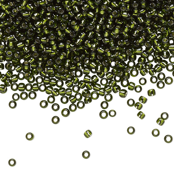TR-11-37 - 11/0 - TOHO BEADS® - Transparent Silver-Lined Olivine - 7.5gms - Glass Round Seed Beads