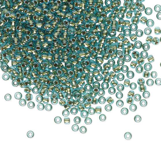 TR-11-284 - 11/0 - TOHO BEADS® - Transparent Gold-Lined Aqua - 7.5gms - Glass Round Seed Beads