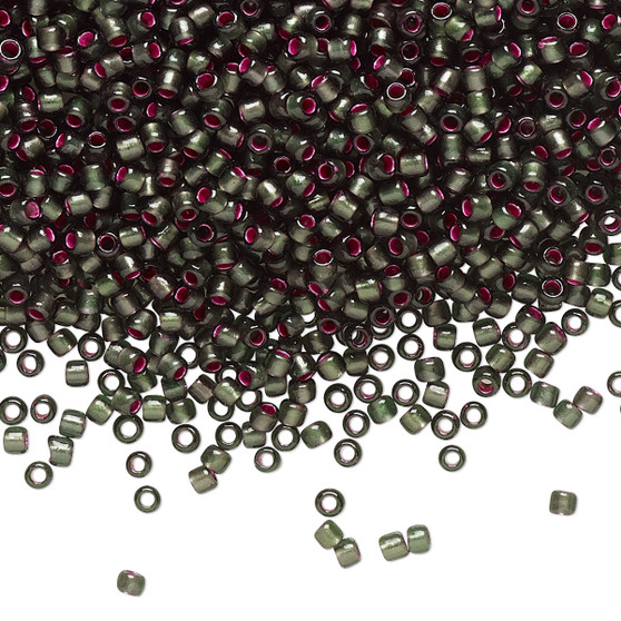 TR-11-2204 - 11/0 - TOHO BEADS® - Opaque Dyed Silver-Lined Pink Frosted Olivine - 7.5gms - Glass Round Seed Beads