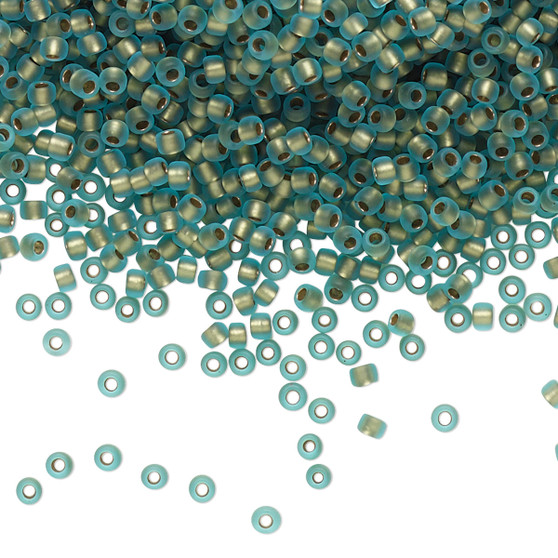 TR-11-995F - 11/0 - TOHO BEADS® - Translucent Gold-Lined Frosted Aqua - 7.5gms - Glass Round Seed Beads