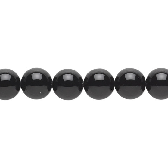 Bead, black onyx (dyed), 8mm round, A- grade, Mohs hardness 6-1/2 to 7. Sold per 15-1/2" to 16" strand.