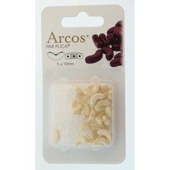 ARC510-03000-14413 - 5x10mm - Les Perles Par Puca - Opaque Beige Luster - 5gm Card (approx 21 beads) - Glass Arcos