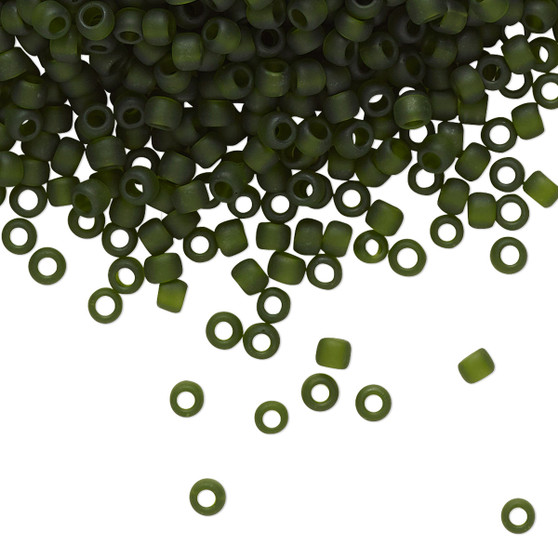 TR-08-940F - 8/0 - TOHO BEADS® - Translucent Frosted Olivine - 7.5gm Vial - Glass Round Seed Beads