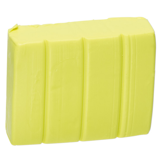 Polymer clay, Premo! Sculpey Accents®, fluorescent yellow. Sold per 2-ounce bar.