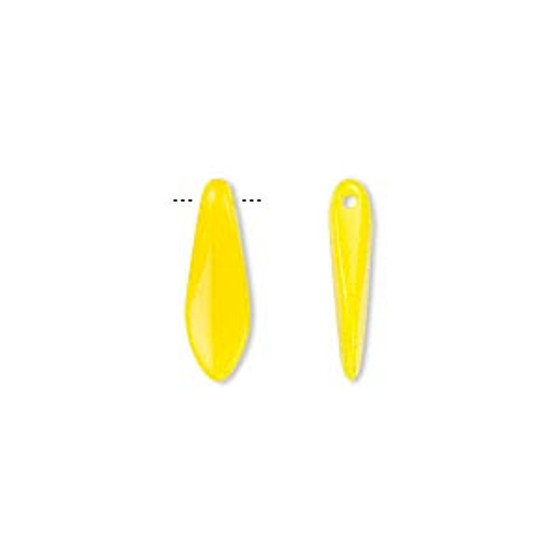 5826 - 15.5 x 5mm - Czech - Opaque Yellow - 1 Strand (Approx 140 beads) - Top Drilled Glass Daggers