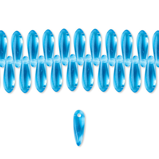7843 - 10 x 3mm - Czech - Tr Sky Blue - 1 Strand (Approx 190 beads) - Top Drilled Glass Daggers