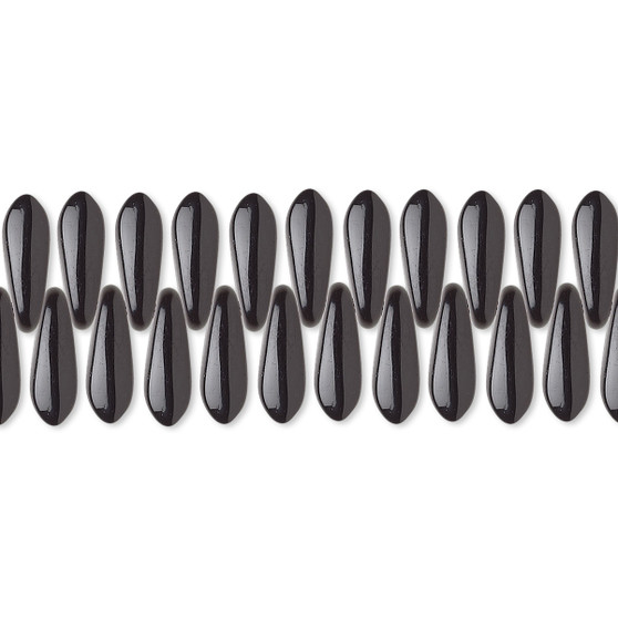 7848 - 10 x 3mm - Czech - Opaque Black - 1 Strand (Approx 190 beads) - Top Drilled Glass Daggers