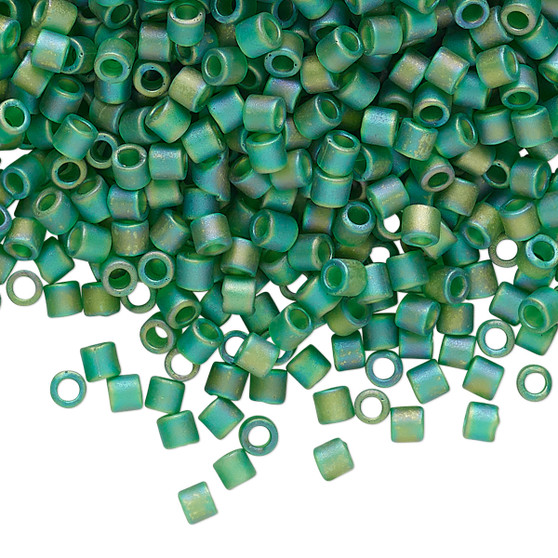 DBL-0858 - 8/0 - Miyuki - Translucent Matte Rainbow Pistachio - 7.5gms (approx 220 Beads) - Glass Delica Beads - Cylinder