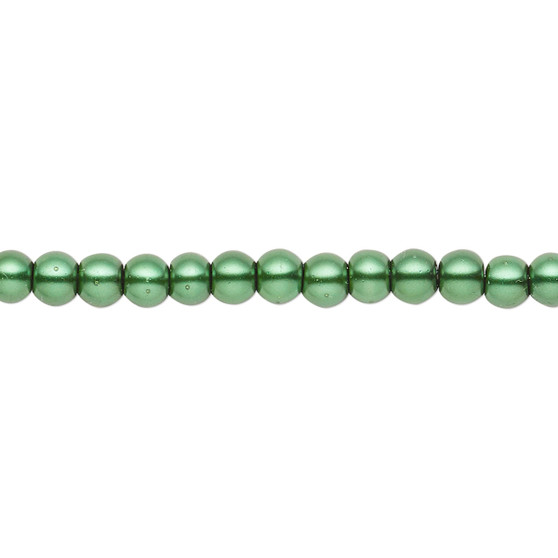 4mm - Celestial Crystal® - Forrest Green - 2 Strands - Round Glass Pearl
