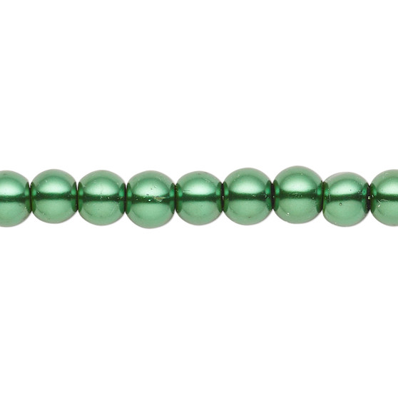 6mm - Celestial Crystal® - Forrest Green  - 2 Strands - Round Glass Pearl