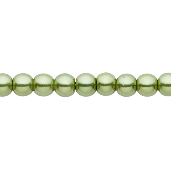 6mm - Celestial Crystal® - Medium Green - 2 Strands - Round Glass Pearl