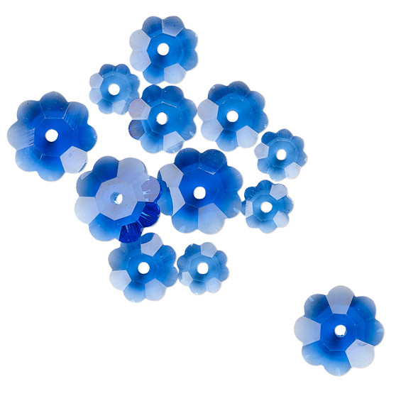 10x3.5mm / 8x3mm / 6x2mm - Celestial Crystal® - Tr Medium Blue - 12 Pack - Margarita Flower